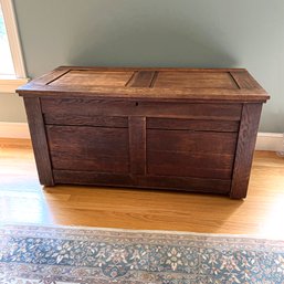 Beautiful Antique Wood Chest With Protective Glass Top (LR)