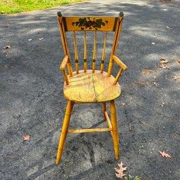 Vintage Tall Yellow Painted Children's Chair (BT)