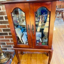 Nice! Small Wood And Glass Curio Cabinet (LR Contents Not Included)