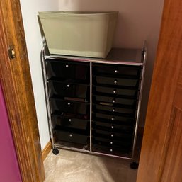 Rolling Storage Cart With Contents And Storage Bin (office)