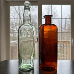 Pair Of Vintage Glass Bottles (HW)