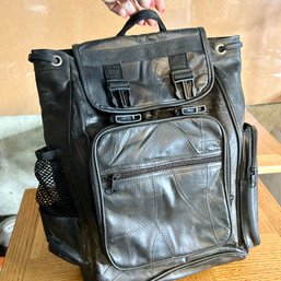 Small Black Leather Type Backpack