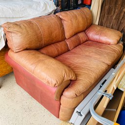 Brown And Red Leather Couch (Garage)