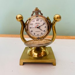 Small Brass Stellar Antimagnetic Clock With Eagle & Etched Design (LR)