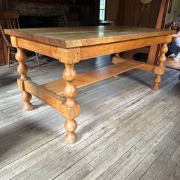 Stunning Vintage Butcher Block Topped Farmhouse Table (Kitchen)