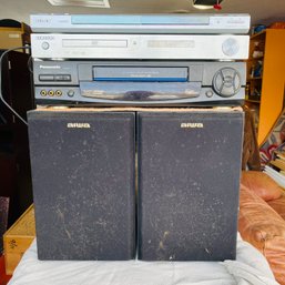 Pair Of Aiwa Speakers, DVD And VHS Players (Garage)