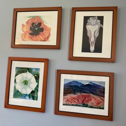 4 Beautiful Framed Georgia O'Keeffe Prints - Poppy, Skull, Mesa Landscape & White Flower No. 1 (Attic 1)