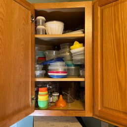 Shelf Lot: Food Storage, Glassware, Etc. (kitchen)