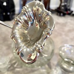 Silver Ladle With Glass Punch Bowl & Cups (BSMT)