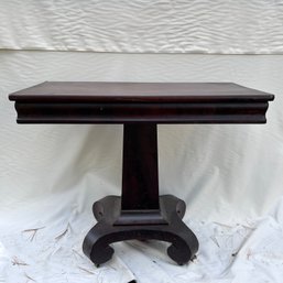 Antique Wooden Pedestal Parlor Table With Drop Leaf (Drop Leaf Needs New Hardware) (Garage)