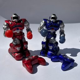 Pair Of Vintage Cybox Boxing Robots From The Sharper Image, With Remotes, (JS)
