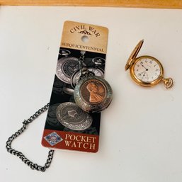 Pair Of Pocket Watches - 1 New Civil War Replica Watch And 1 Waltham (LR In Bag)