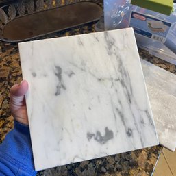 Small Square White & Grey Marble Cutting / Charcuterie Board (Kitchen)