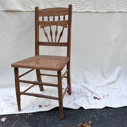 Vintage Wooden Chair With Cane Seating (garage)