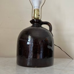 Vintage Brown Stoneware Jug Lamp, High Glaze, Untested, Eagle Top (LRoom)