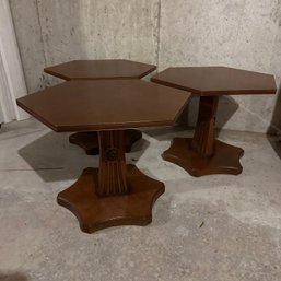 Trio Of HENREDON Pedestal Side Tables (BSMT)