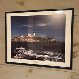 Framed Nubble Lighthouse York, Maine Photo By Lenny Proposki (Basement 1)