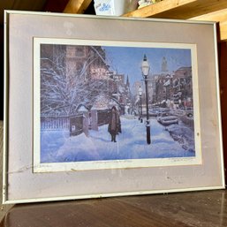 Framed Artist Signed BOSTON Art Print 'Newbury And Exeter Streets' By Candace Lovely (garage UP)
