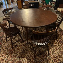 Beautiful Drop Leaf Round Table With Six Bent & Bros. Chairs (BSMT)