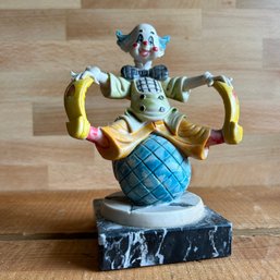 Vintage Italian Clown Figurine On Marble Base (LRoom)
