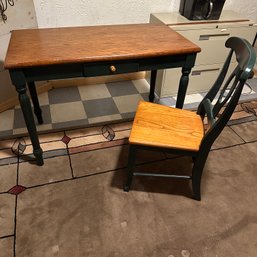 Green Painted Desk With Drawer And Chair (Basement 1)