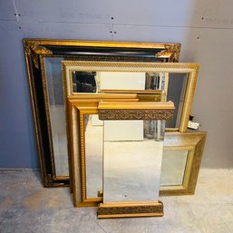 Assorted Black, Gold, And Beige Toned Wall Mirror Lot (Downstairs Hall)