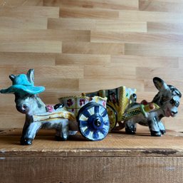 Pair Of Vintage Italian Donkey Ceramic Figurines, See Description (LRoom)