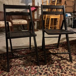 Pair Of Black Painted Folding Wooden Chairs (BSMT)