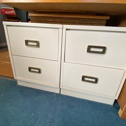 Pair Of White 2 Drawer Storage Filing Cabinets (Garage)