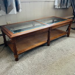 Vintage Wood And Glass Top Coffee Table (Living Room)