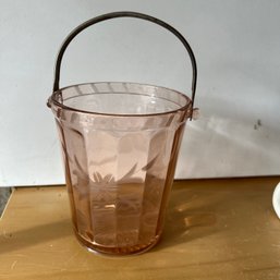 Vintage Pink Glass Bucket (KM)