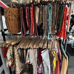 Stunning Lot Of Vintage/Modern Fabrics & Sewing Accessories, Trims, Etc. - Rack Included (67033) (OA)