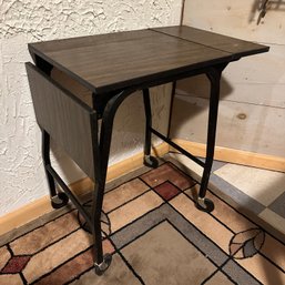 Vintage MCM Drop-Leaf Rolling Typewriter Table (Basement 1)