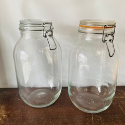 Pair Of Large 23L Lidded Glass Storage Jars (Loc: B6)