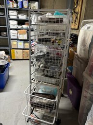 Wired Cart With All Contents Included! 7 Drawers Full Of Items Tape Batteries Cutco Serving  (Right Side BSMT)