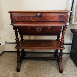 Antique Victorian Walnut Sewing Box Table (living Room)