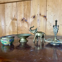 Far East Precious Rarities Lot: Chinese Cloisonne Ashtray, Brass Elephant, And More (MB2)(GarageUP)