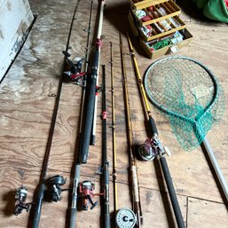 HUGE FISHING LOT! Vintage RODS & REELS, Tackle Box, And More!