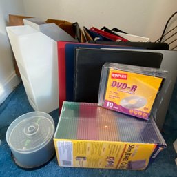 Mixed Lot Of Binders, Memorex Jewel Cases & CDs, And Staples DVDs (Attic 1)