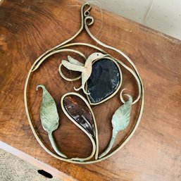 Metal And Colored Stone Bird Hanging Art (Living Room)