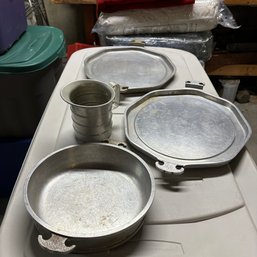 4 Piece Set Of Vintage Guardian Service Trays And Metal Cup (Right Side BSMT)