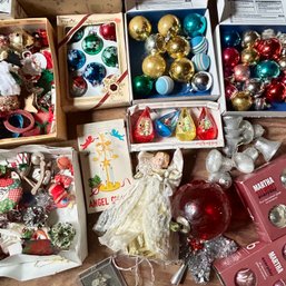 Vintage CHRISTMAS DECORATIONS, Inc Glass Bulbs, Chimes, Ornaments, Etc (attic)