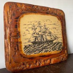 Vintage Lacquered Ship Wood Art By Alan McBain #2 (NH)