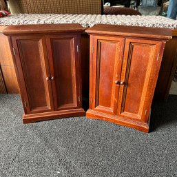 Pair Of Doll Sized Wooden Wardrobe Cabinets (BR)