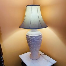 Large Ceramic Table Lamp With Silver/Blue Shade (Bedroom 2)