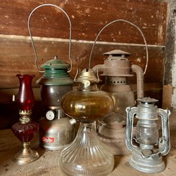 Mixed Lot Of Vintage Oil Lanterns, Oil Lights (zone 5)