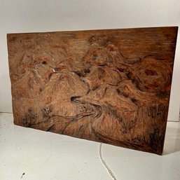 Carved Wooden High Relief Landscape Plaque (bsmt)