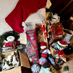 Huge CHRISTMAS PICKERS LOT! Inc Faux Tree, Vintage Candy Canes, Ornaments, Decor, And More (attic)