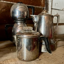 Mixed Lot Of Vintage Coffee Makers & Servers, Coffee Percolators, Coffee Carafes, Stovetop Percolator (zone 5)