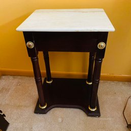 Small Wooden Accent Table With Marble Top (Bedroom 2)
